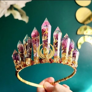 Persephone crown - crystal crown headpiece - goddess persephone - Greek mythology cosplay - goddess crown - floral tiara - festival crowns