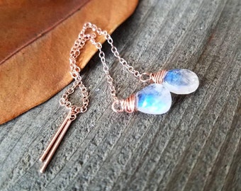 Rainbow moonstone earrings - Moonstone threaders - moonstone earrings - rainbow moonstone - threader earrings - ear threads - moonstone