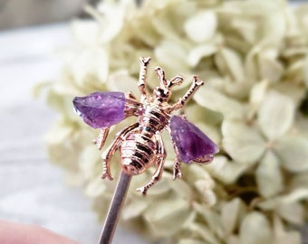 Insect hair pin - Bee hair pin - gold bee hair pin - beekeeper gifts - bee hair accessory - bee bobby pin - honey bee pin - bee hair clip