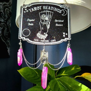 Tarot readings sign - witchy wall hanger - witchy suncatcher -  fortune teller sign - witchy tarot sign - resin wall hanger - witchy decor