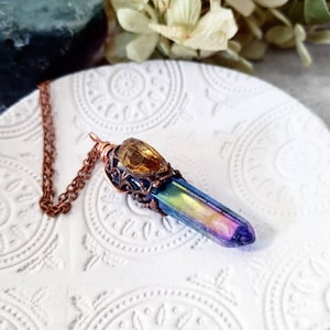 Boho Quartz necklace - aura quartz pendant - quartz crystal jewelry - quartz crystal necklace - boho quartz jewelry