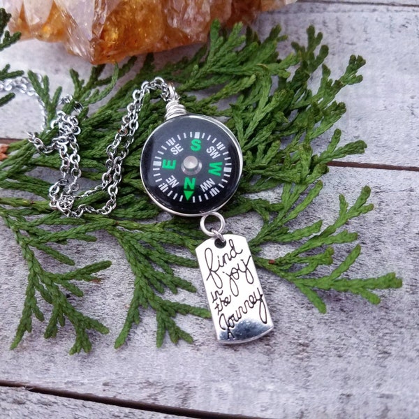 Compass necklace - travel jewelry gift - wanderlust necklace - compass jewelry - grad travel gift - nature gifts - compass charm necklace