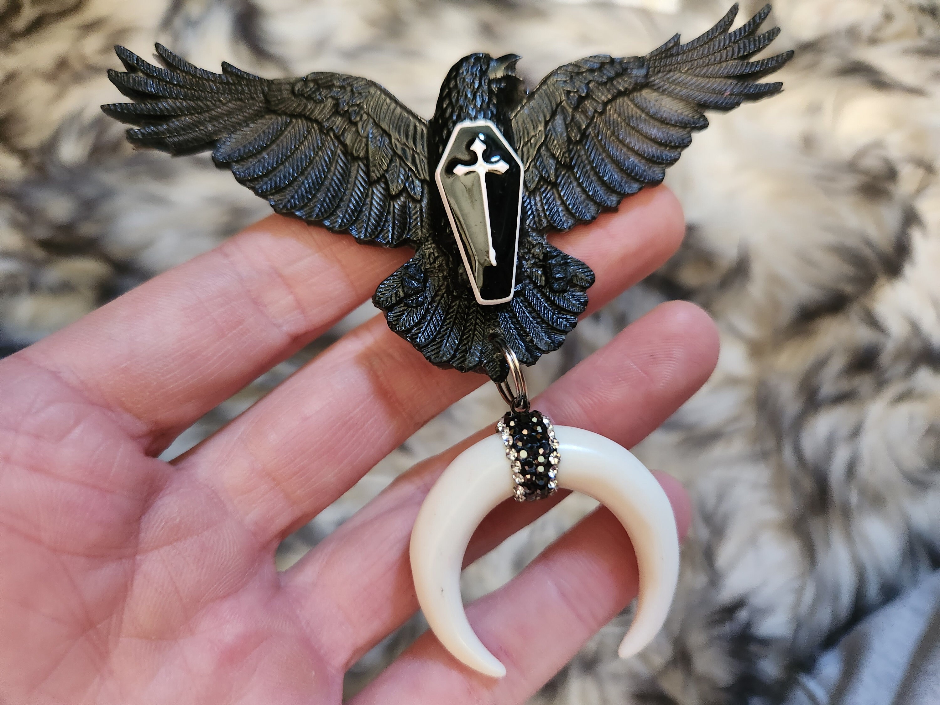 Raven Clip Raven Hair Clip - Goth Hair Clip - Moon Raven - Resin Hair Barrette ...