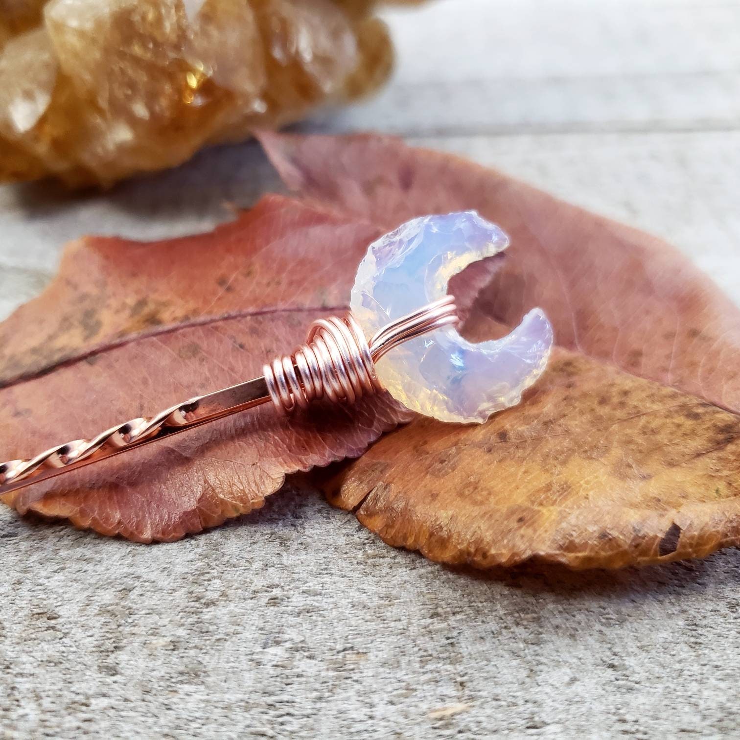 Crystal moon hair pin celestial hair pin crescent moon pin Etsy