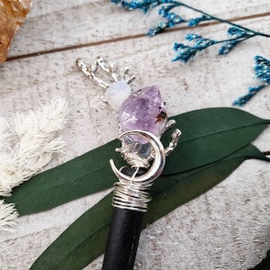 Amethyst hair stick - witchy hair stick - moon hair stick - black wood hair stick - celestial hair accessories - witchy hair accessories
