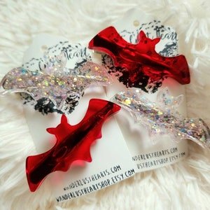 2er Set Fledermaus Haarspangen - Valentinstag Haarspangen - Geschenk für Frauen - Fledermaus Form Haarspange - blutige Fledermaus Haarspange - Gothic Haarspange