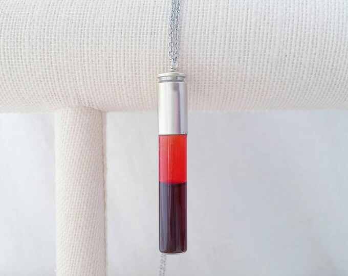 Blood Necklace Blood Vial Necklace Bullet Jewelry Vampire Jewelry Blood Vial Bullet Pendant