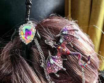 Sword hair stick - dragon hairclip - shield maiden - medieval hair stick - fantasy hair clip - dragon rider - cosplay fantasy hair accessory