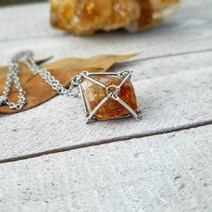 Citrine pendulum necklace Raw citrine necklace prism necklace citrine jewelry gemstone cage necklace gemstone pendulum necklace image 5