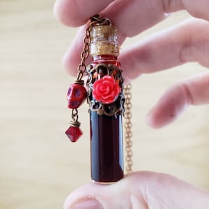 Blood jewelry - blood vial necklace - gothic blood necklace - vampire cosplay - blood jewelry - goth vial necklace - occult jewelry