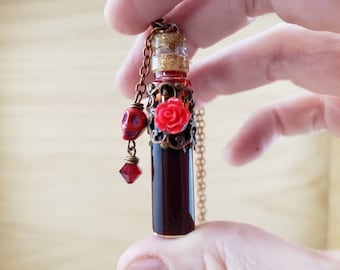 Blood jewelry - blood vial necklace - gothic blood necklace - vampire cosplay - blood jewelry - goth vial necklace - occult jewelry