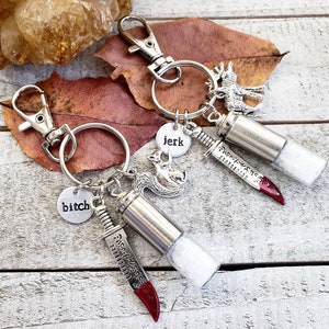 Supernatural bff keychain - supernatural gift for him - supernatural gift best friend - bullet casing keychain - bitch jerk - supernatural image 3