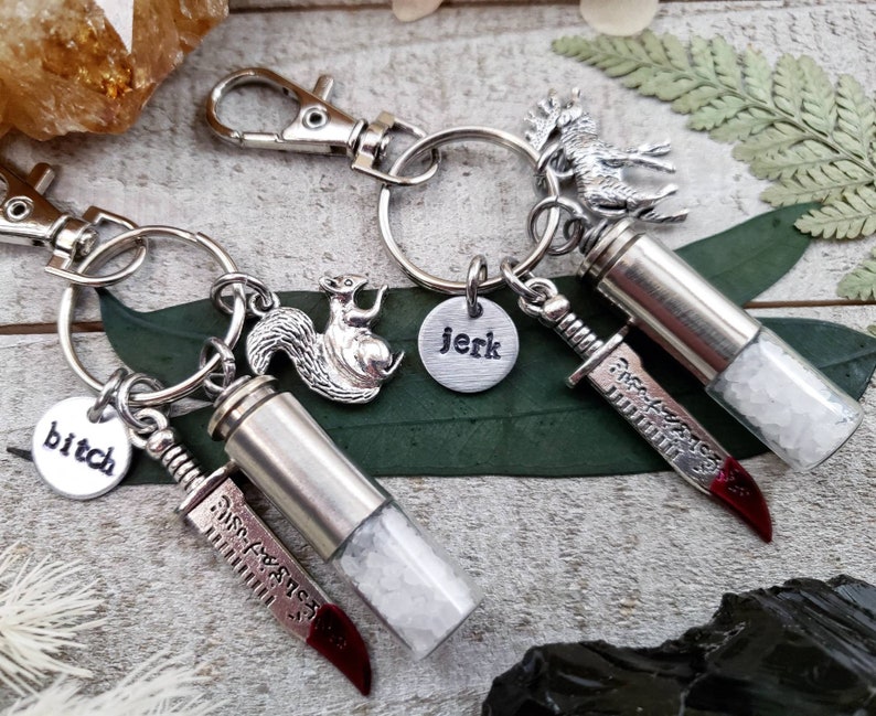 Supernatural bff keychain - supernatural gift for him - supernatural gift best friend - bullet casing keychain - bitch jerk - supernatural image 1