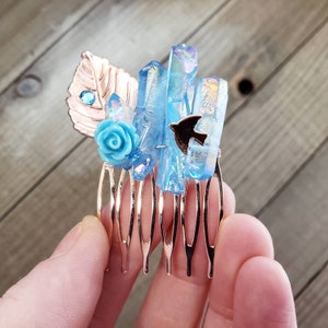 Quartz hair comb - bird hair comb - quartz crystal hair accessory - boho quartz hair slide - boho hair comb - boho hair comb gifts for her
