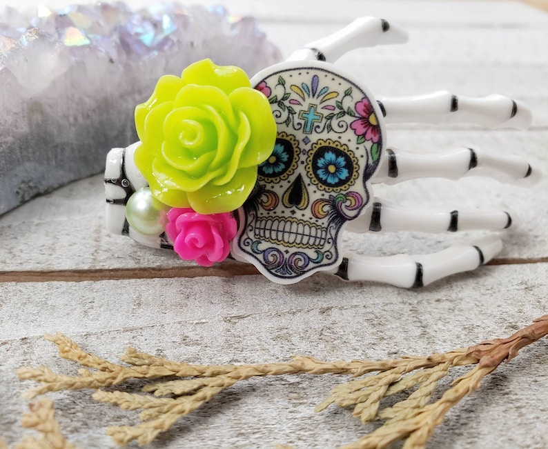 Skeleton hand hair clip \u2022 Dia de Los Muertos \u2022 goth hair accessories \u2022 sugar skull \u2022 skeleton hair clip \u2022 halloween hair accessories