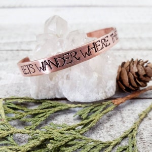 Wanderlust cuff bracelet - lets wander where the wifi is weak - copper wanderlust bracelet - wanderlust jewelry - travel jewelry gifts