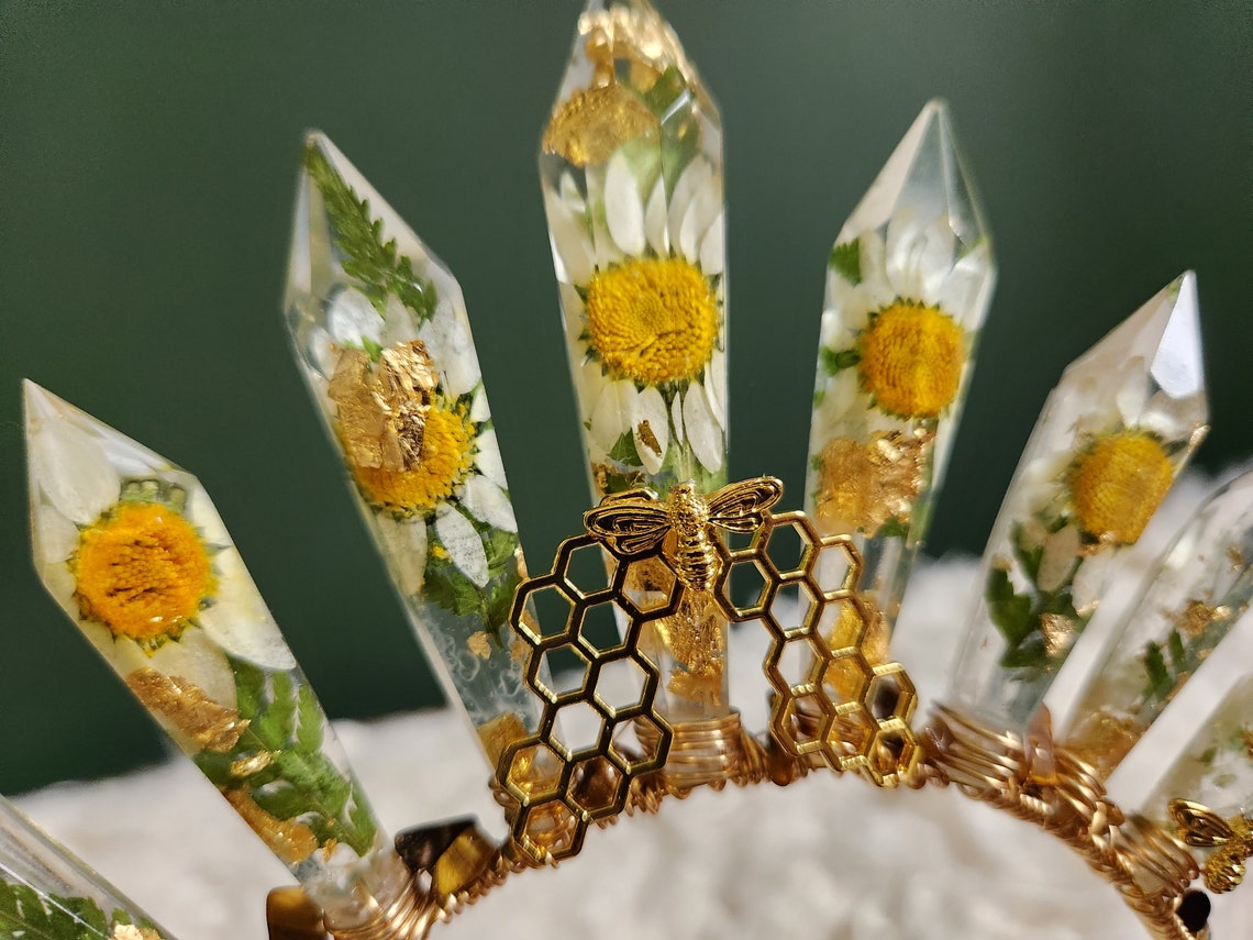 Queen Bee Head Piece - Daisy Flower Crown - Floral Headpiece - Festival ...