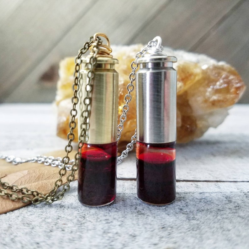 Blood vial necklace bullet jewelry blood gifts til death Etsy