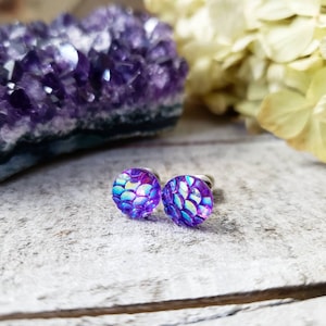 Mermaid scale stud earrings - mermaid jewelry - mermaid studs - beach stud earrings - mermaid gifts - summer stud earring