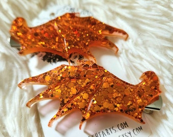 Dragon wings hair clips - goth hair clips - dragon lover gifts - resin hair barrettes - devil wing hair clip - teen gift - goth hair clips