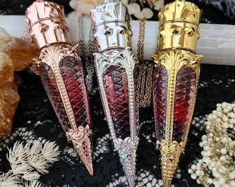 Vampire blood elixir  - goth vial necklace - cosplay jewelry - vampire vial - vial necklace - vampire necklace - plastic goth blood necklace