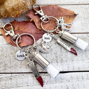 Supernatural bff keychain - supernatural gift for him - supernatural gift best friend - bullet casing keychain - bitch jerk - supernatural image 9