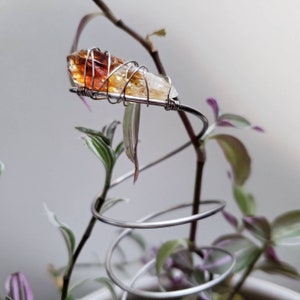Planter decor - Crystal plant stake - citrine propagation stake - boho plant decor - citrine plant stake - plant lover gifts - garden marker