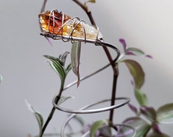 Planter decor - Crystal plant stake - citrine propagation stake - boho plant decor - citrine plant stake - plant lover gifts - garden marker