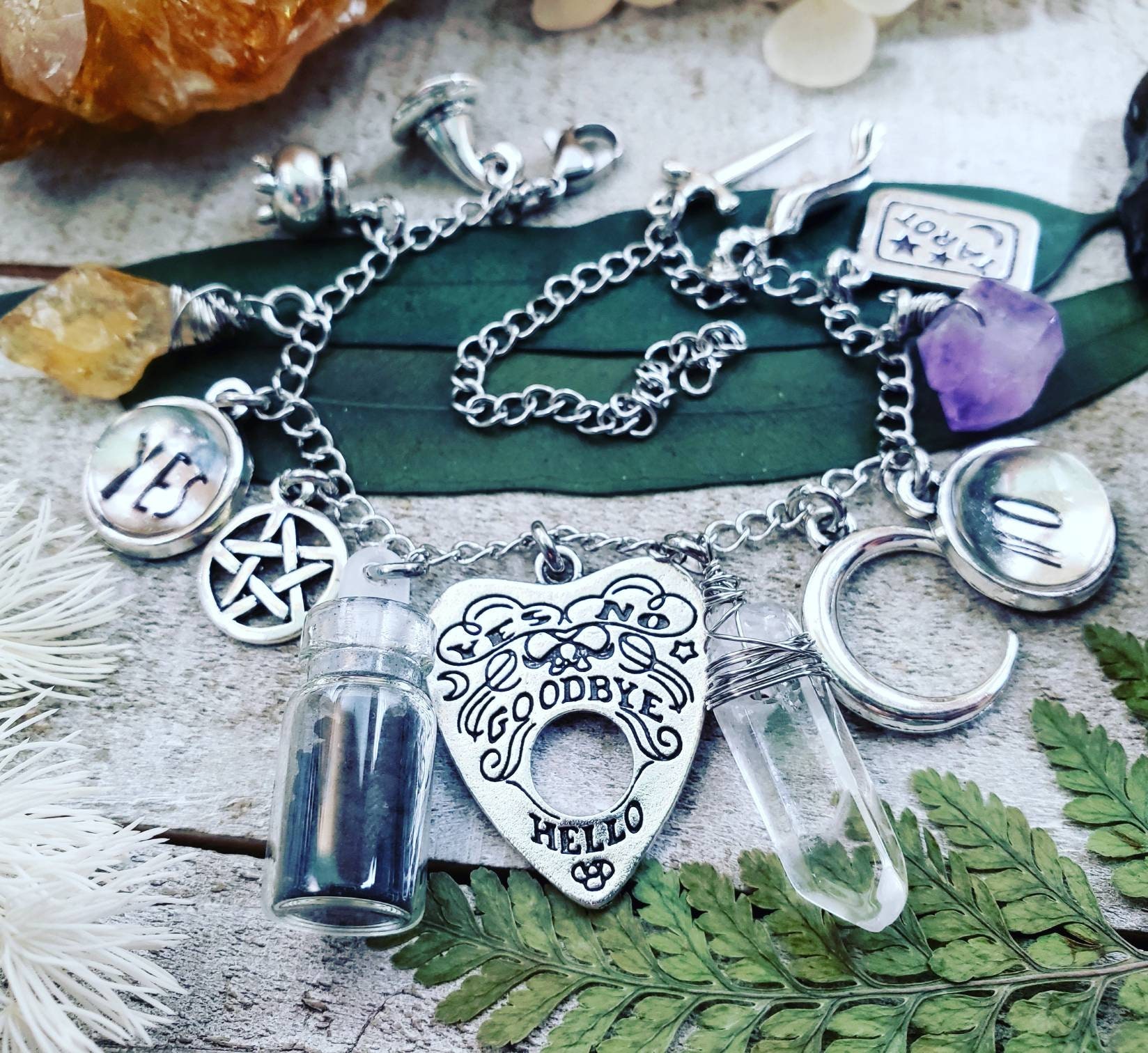 Witch Charm Bracelet, Wiccan Jewelry, Halloween Gifts