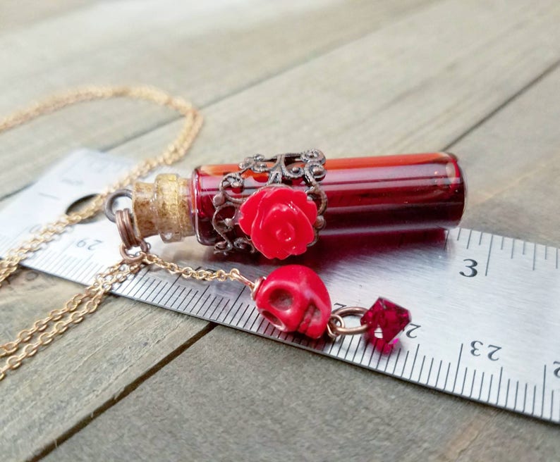 Vampire jewelry Blood vial necklace blood vial bottle Etsy