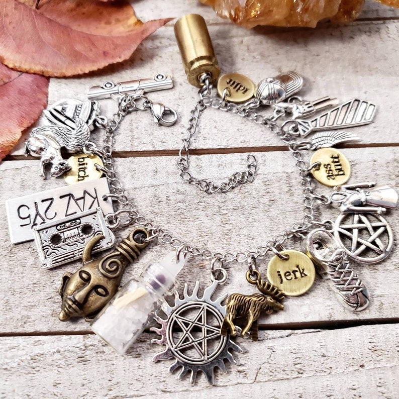 Supernatural Jewelry Supernatural Charm Bracelet Bitch Etsy