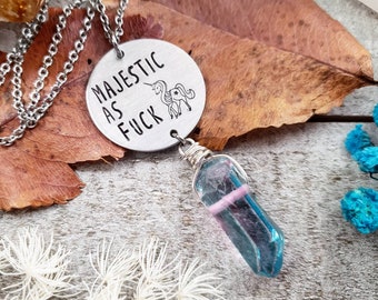 Unicorn necklace - majestic af - stamped necklace - majestic unicorn - fantasy jewelry - majestic af unicorn necklace