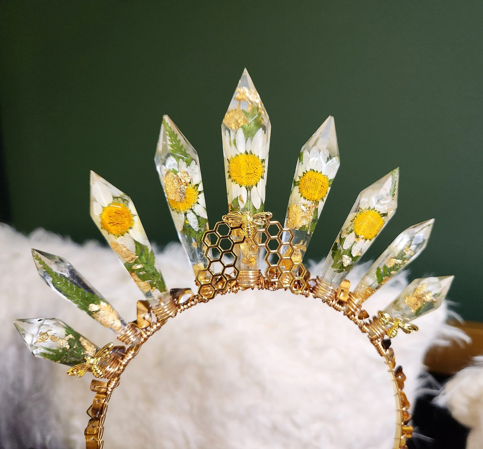 Queen Bee Head Piece - Daisy Flower Crown - Floral Headpiece - Festival ...