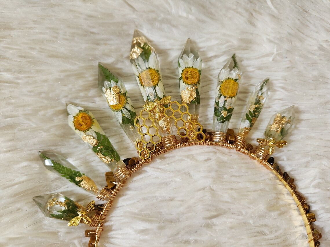 Queen Bee Head Piece - Daisy Flower Crown - Floral Headpiece - Festival ...