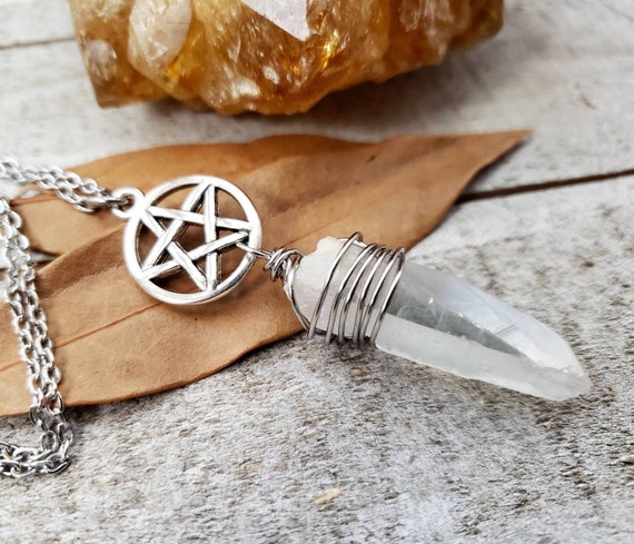 Quartz Pentagram Necklace Witchy Jewelry Quartz Crystal Necklace