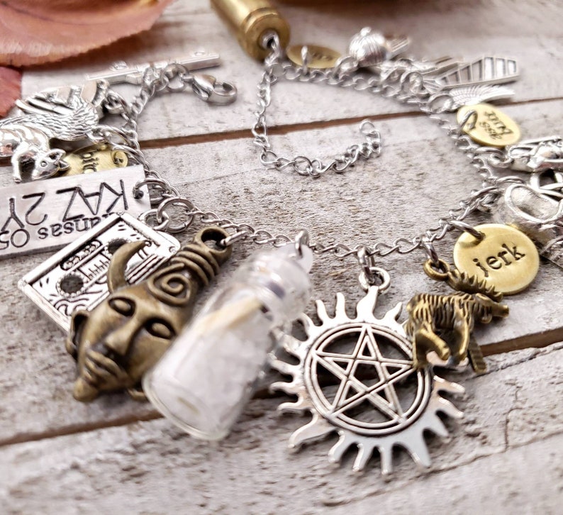 Supernatural Jewelry Supernatural Charm Bracelet Bitch Etsy