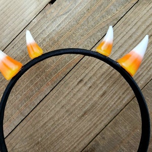 Spooky hair - candy corn headband - devil horn headband - cosplay hair - candy corn horns - Halloween costume - Halloween horns headband