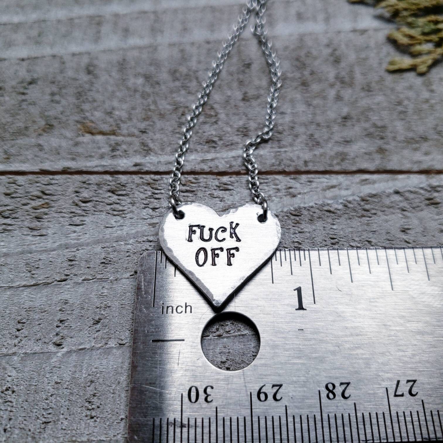 Fuck Jewelry - Silver Heart Necklace - Fuck off Pendant - Curse