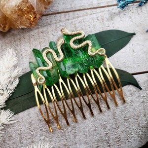 Medusa hair comb - Quartz crystal hair piece - Greek mythology gifts - snake charmer - snake hair comb - medusa hair clip - serpent pin
