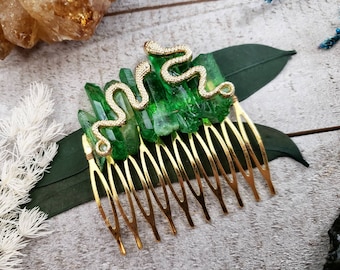 Medusa hair comb - Quartz crystal hair piece - Greek mythology gifts - snake charmer - snake hair comb - medusa hair clip - serpent pin
