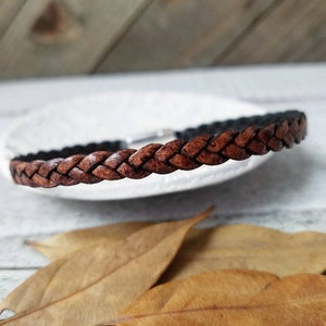 Braided leather bracelet - brown leather bracelet - braided leather jewelry - layering bracelet - boho layer bracelets
