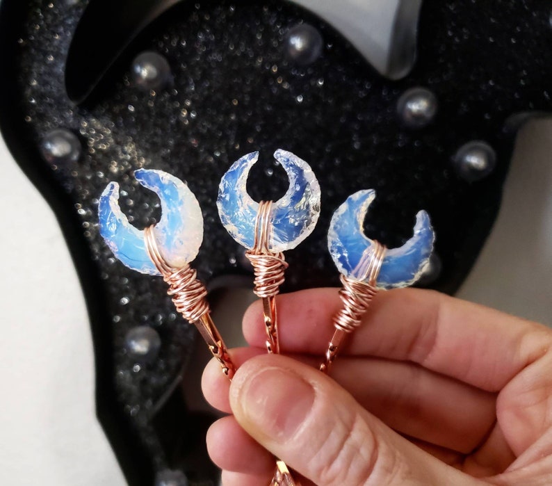 Crystal moon hair pin celestial hair pin crescent moon pin Etsy
