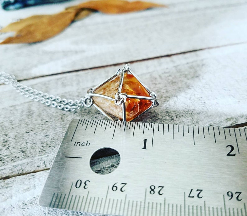 Citrine pendulum necklace Raw citrine necklace prism necklace citrine jewelry gemstone cage necklace gemstone pendulum necklace image 6