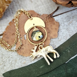 Artemis Halskette - Messing geometrische Schmuck - griechische Mythologie Halskette - Elch Elch Charmehalskette - Artemis Schmuck - himmlische Schmuck Geschenke