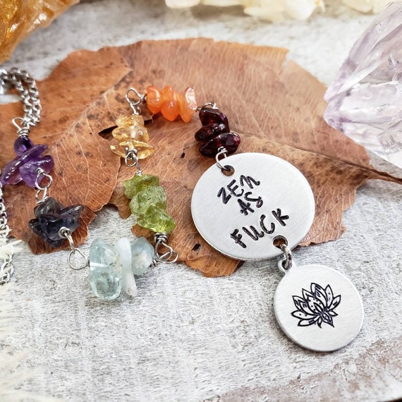 chakra car hanging - zen as fuck - chakra mirror charm - yoga travel gift - crystal mirror charm - lotus mirror charm - car mirror charm