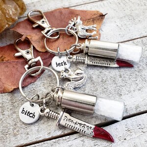 Supernatural bff keychain - supernatural gift for him - supernatural gift best friend - bullet casing keychain - bitch jerk - supernatural image 4