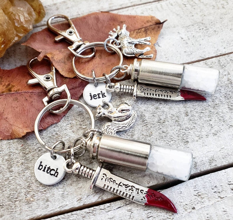 Supernatural bff keychain - supernatural gift for him - supernatural gift best friend - bullet casing keychain - bitch jerk - supernatural image 4