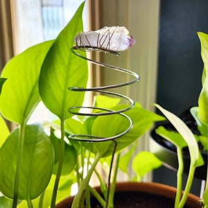 Planter decor - Crystal plant stake - amethyst propagation stake - boho plant decor - citrine plant stake - plant lover gift - garden marker