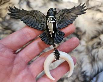 Hair Clip-black-purple Crow-brass-alligator Hair Clip-gothic  display picture 1