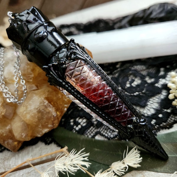 Vampire blood elixir  - goth vial necklace - cosplay jewelry - vampire vial - vial necklace - vampire necklace - goth blood necklace